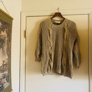 VTG made in Italy cottagecore boho cable knit balloon sleeve minimalist sweater